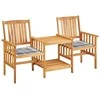 Sodo kėdės su arbatos staliuku ir pagalvėlėmis, akacija