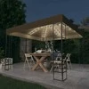 Sodo pavėsinė su lempučių girliandomis LED, taupe, 3x3m