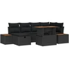 Sodo Sofų Rinkinys 7 pcs Juoda poliratanas