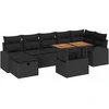 Sodo Sofų Rinkinys 8 pcs Juoda poliratanas