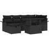 Sodo Sofų Rinkinys su pagalve 7 pcs Juoda Poli ratanas