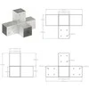 Stulpo sujungimas, 81x81mm, galvanizuotas metalas, X formos