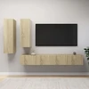 TV staliukas Televizoriaus spintelių komplektas, 4 dalių, ąžuolo, mediena