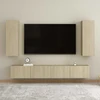 TV staliukas Televizoriaus spintelių komplektas, 4 dalių, ąžuolo, mediena