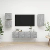 TV staliukas Televizoriaus spintelių komplektas, 5 dalių, betono, mediena