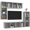 TV staliukas TV spintelių komplektas, 4 dalių, betono pilkas, mediena