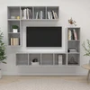 TV staliukas TV spintelių komplektas, 4 dalių, betono pilkas, mediena