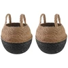Vazonas su rankenomis 2 pcs Juoda Ø 22 x 20 cm 100% Jūros žolė