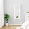 Veidrodinė papuošalų spintelė su LED, balta, laisvai pastatoma