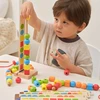 Viga Toys VIGA mediniai karoliukai vėrimo sekos raštams 64 vnt. 3+