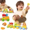Viga Toys VIGA medinis traukinukas su gyvūnais 18 mėn 17 dalių