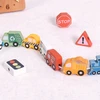 Woopie Žalias medinis vėrimo žaislas Transportas 13 vnt