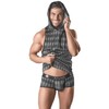 Anais Men Accesories Anais Men Aegis Hooded T-Shirt L - Gray Check Pattern, Premium Fit