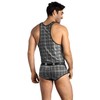 Anais Men Accesories ANAIS MEN Balance Top L Juodas-Gray Checked Microfiber Sleeveless