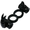 Baile For Him Baile Sweet Ring Double Rabbit Dual Vibrating Silicone Ring Juodas