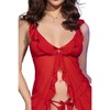 Chilirose Babydolls Chilirose CR 4696 Raudona Sheer Babydoll Set with Open Design S/M