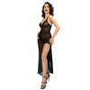 Chilirose Babydolls Chilirose CR 4723 Elegant Long Juodas Lace Nightgown &amp; Thong Set M