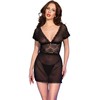 Chilirose Babydolls Chilirose CR 4830 Sheer Juodas Babydoll Set with Lace, Size M