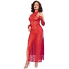 Chilirose Dresses Chilirose CR4853 Raudona Lace Long Top with Elegant Gloves S/M