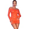 Chilirose Dresses Oranžinis Chilirose CR-4859 Neon Oranžinis Lace Mini Dress, Off-Shoulder, Size M