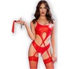 Chilirose Sets Chilirose CR 4625 Raudona Four-Piece Lingerie Set with Eco-Leather Details L