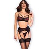 Chilirose Sets Chilirose CR 4693 Four-Piece Lingerie Set Raudona/Juodas XL Adjustable Fit