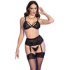 Chilirose Sets Chilirose CR 4728 Elegant Lace Lingerie Set with Stockings Juodas L