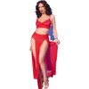 Chilirose Sets Chilirose CR-4850 Raudona Tulle Set XL with Gold Accents - Top &amp; Leggings