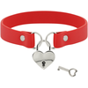 Coquette Accessories Coquette Chic Desire Vegan Leather Choker Raudona with Heart &amp; Key Accent 40cm