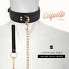 Coquette Fantasy Coquette Chic Desire Vegan Leather Collar with Metal Chain, Juodas