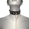 Coquette Fantasy Coquette Chic Desire Vegan Leather Collar with Metal Chain, Juodas
