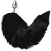 Darkness Anal Darkness Sidabrinis Intimate Plug 8 cm with Juodas Faux Fur Tail