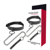 Darkness Bondage Darkness Adjustable Juodas Neoprene &amp; Semi-Leather Collar with Metal Chain