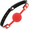 Darkness Bondage Darkness Silicone Gag Raudona - Adjustable Leather Strap, Universal Fit