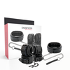 Darkness Juodas Leather Collar &amp; Handcuff Set with Adjustable Leash