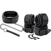Darkness Juodas Leather Collar &amp; Handcuff Set with Adjustable Leash