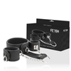Fetish Submissive Bondage Fetish Submissive Vegan Leather Collar &amp; Wrist Restraint Set, Adjustable