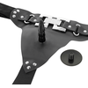 Harness Attraction Deluxe Vibrating Strap-On System 18cm Juodas Vegan Leather