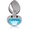 Intense Anal Toys Intense Aluminum Anal Plug Mėlyna Heart Medium - Metal, Jewel Accent