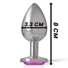 Intense Anal Toys INTENSE Aluminum Metal Plug M with Rožinė Crystal Accent, 8cm x 3.3cm