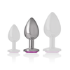 Intense Anal Toys INTENSE Aluminum Metal Plug M with Rožinė Crystal Accent, 8cm x 3.3cm