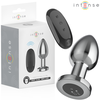 Intense Anal Toys INTENSE Metal Plug L with Remote - 10 Vibration Modes, Atsparus vandeniui, Sidabrinis