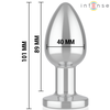 Intense Anal Toys INTENSE Metal Plug L with Remote - 10 Vibration Modes, Atsparus vandeniui, Sidabrinis
