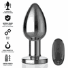 Intense Anal Toys INTENSE Metal Plug L with Remote - 10 Vibration Modes, Atsparus vandeniui, Sidabrinis