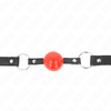 Kink Collar Gag KINK Ball Gag 4cm Raudona Silicone Ball &amp; Lock, Adjustable Juodas Strap 60cm
