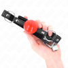 Kink Collar Gag KINK Ball Gag 4cm Raudona Silicone Ball &amp; Lock, Adjustable Juodas Strap 60cm