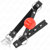 Kink Collar Gag KINK Ball Gag 4cm Raudona Silicone Ball &amp; Lock, Adjustable Juodas Strap 60cm