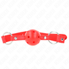 Kink Collar Gag KINK Breathable Ball Gag 4 cm Raudona - Adjustable Vegan Leather Strap 42-58 cm