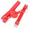 Kink Collar Gag KINK Breathable Ball Gag 4 cm Raudona - Adjustable Vegan Leather Strap 42-58 cm