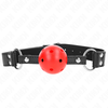 Kink Collar Gag KINK Adjustable Breathable Ball Gag 4cm, Leather Strap, Juodas, 42-58cm